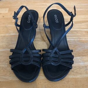 Ecco Women's Black Strappy Leather Sandals